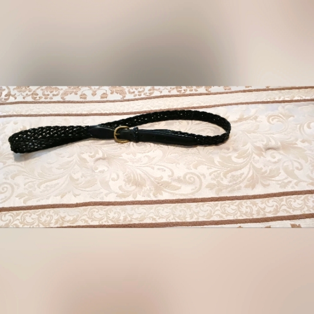 VTG Black Woven Leather belt Men's size 38" Waist - Picture 7 of 10